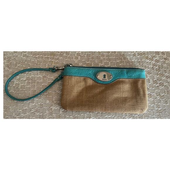 Fossil Key-Per Wristlet teal and beige - Picture 1 of 13